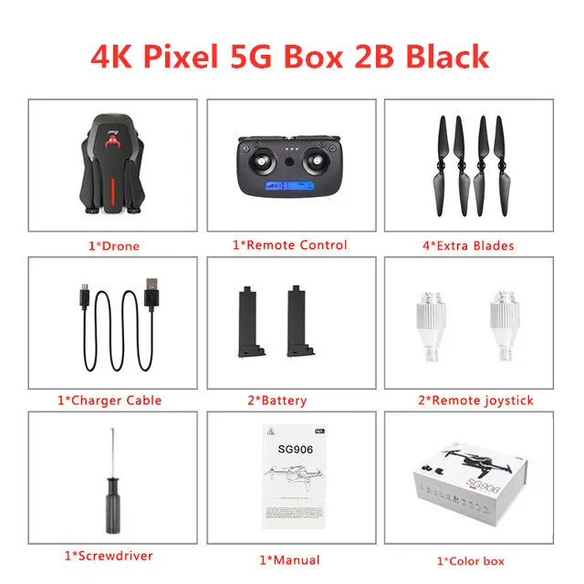 SG906 портативный Радиоуправляемый Дрон 4K gps 5G wifi FPV HD Двойная камера Дрон широкоугольный бесщеточный селфи складной Дрон 4K Квадрокоптер дроны - Цвет: 4K Pixel 5G Box 2B B