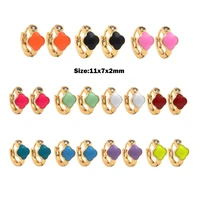 classic heart shaped four leaf clover earrings gold filling womens high quality jewelry enamel jewelry pierced earrings