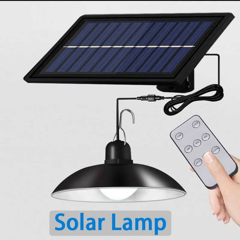 

Solar Panel Lamp Outdoor Waterproof Solar Garden Light Bulbs Hanging Lamp Garage Terrace Lighting With Remote Control 3M Cable
