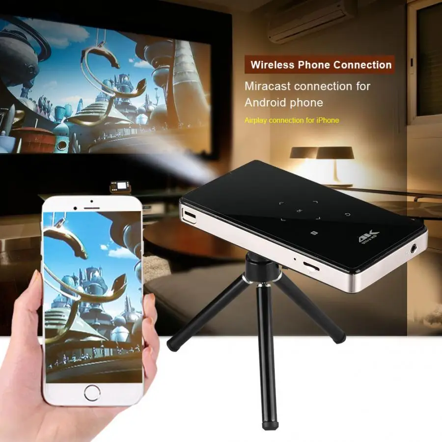 excelvan 4K DLP Micro Projector 2.4G WiFi 1000:1 Phone Control Video with 8GB Memory diy projector kit | Электроника