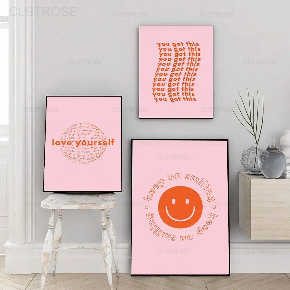 

Nordic Inspirational Quotes Canvas Painting Modern Abstract Minimalist Pink Wall Art Posters and Prints Home Decoration Bedroom