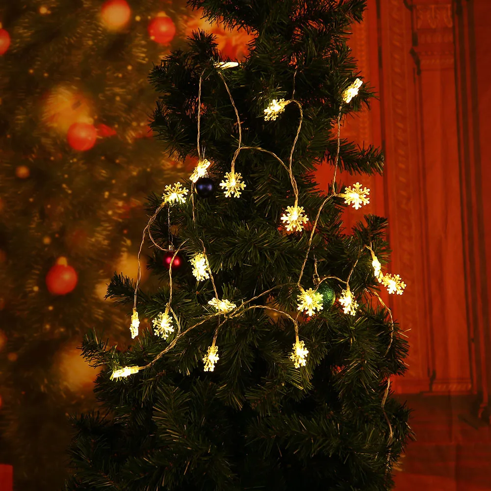 Светодиодный Снежинка солнечный светильник строка Водонепроницаемый с цветами