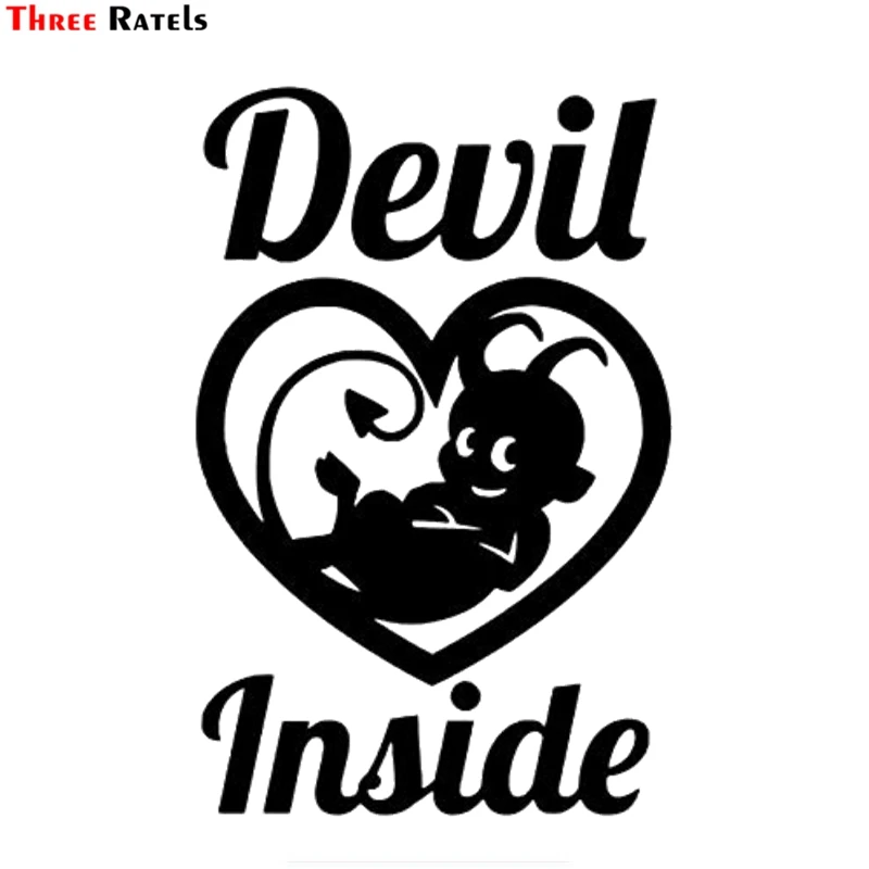 

Виниловая наклейка Three Ratels FTZ-184 #20x13,3 см Devil Inside, Little A Heart Baby On Board