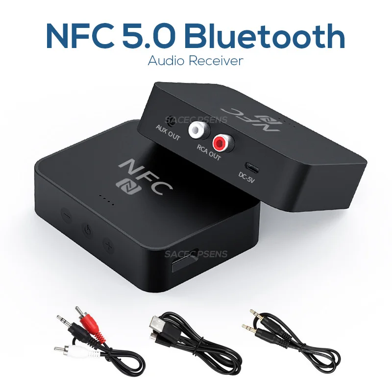 Беспроводной Bluetooth 5 0 приемник NFC RCA 3 мм AUX разъем музыкальный Hi Fi аудио адаптер