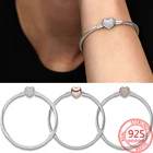 Браслет женский из серебра 925 пробы с фиксацией в виде сердца