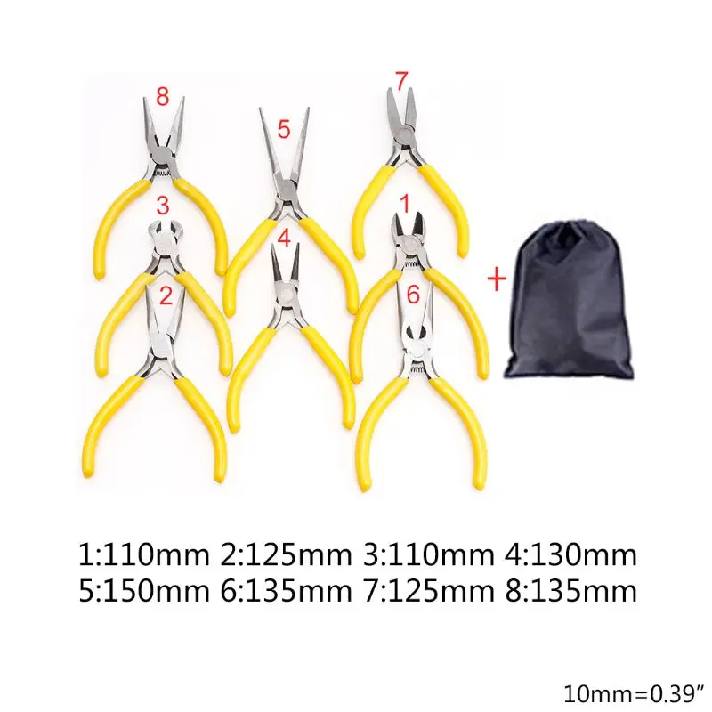

8Pcs Portable Jewelry Making Pliers Multi-type Anti-slip Handle Wire Wrapping Cable Cutters DIY Hand Tools