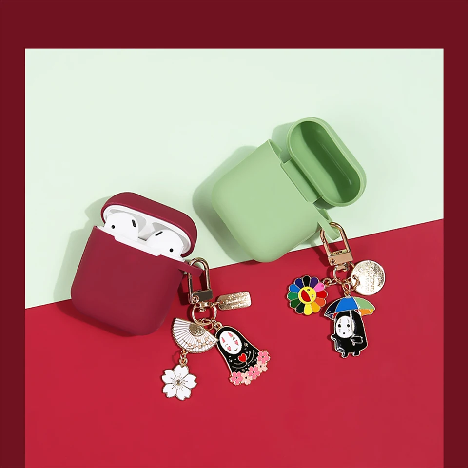 

Cute Korean Luxury Flower Decor Soft Case for Apple Airpods 1 2 Accessories Bluetooth Earphones Protect Cover Bag Ghost Key Ring