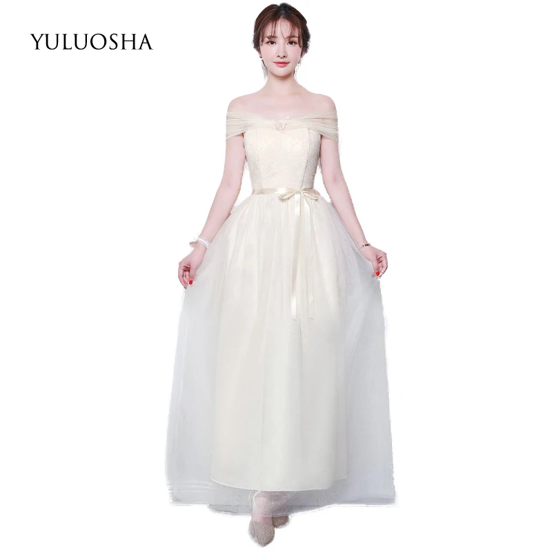 YULUOSHA золотые платья подружки невесты платье для свадьбы без рукавов