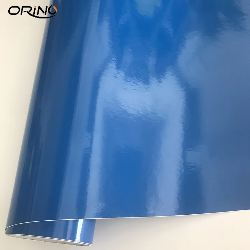 Глянцевая синяя виниловая пленка PVC с клеевой основой светло-глянцевая автомобильная обертка с возможностью высвобождения воздуха для гоночных мотоциклов, скутеров и наклеек.
