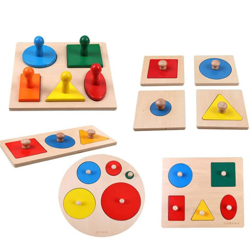 

Wooden Geometric Puzzle Board Kids Preschool Educational Jigsaw Stacker Toddler Wooden Toys Sorting Math Montessori Kids Toys