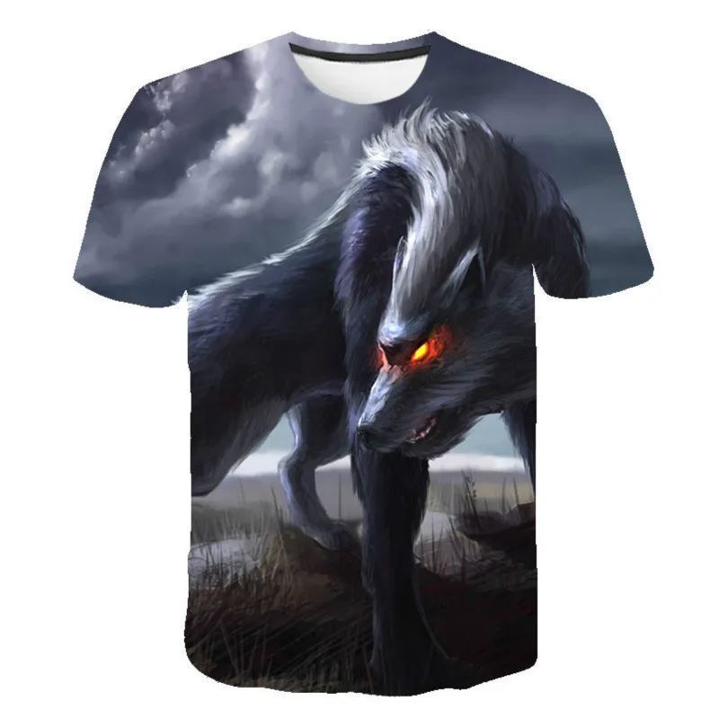 

Animal Wolf camiseta impresa en 3D moda masculina streetwear cuello redondo manga corta top 2021 verano nuevo