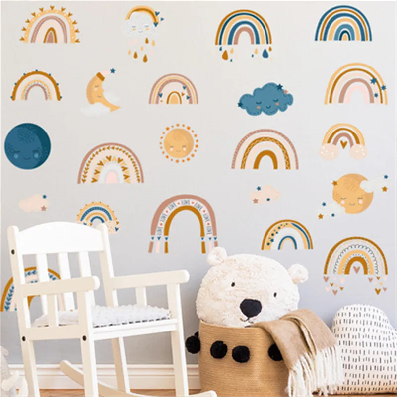 Наклейка на стену в скандинавском стиле Радуга для детской комнаты домашний