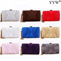 elegant evening bags solid design nylon wedding bride clutches fashion party box bags tassel pouch ladies small purse clutches