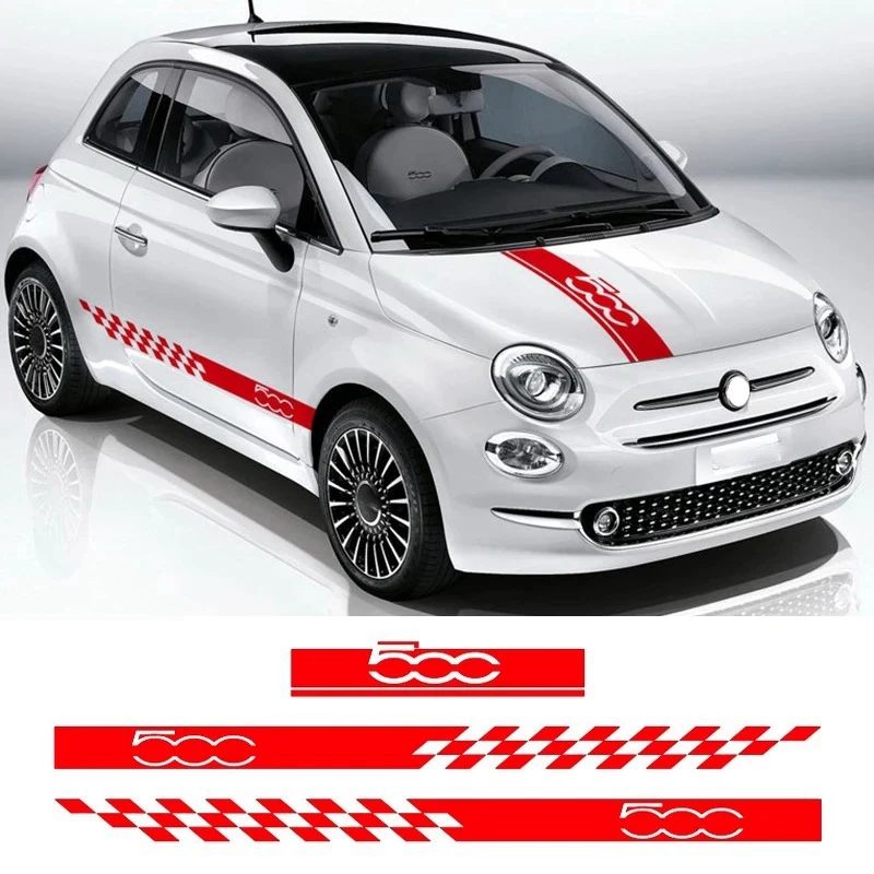 

1 Set Car Hood Bonnet Stickers Body Door Side Skirt Stripes Decal for Fiat 500 Auto Decorate Vinyl Film