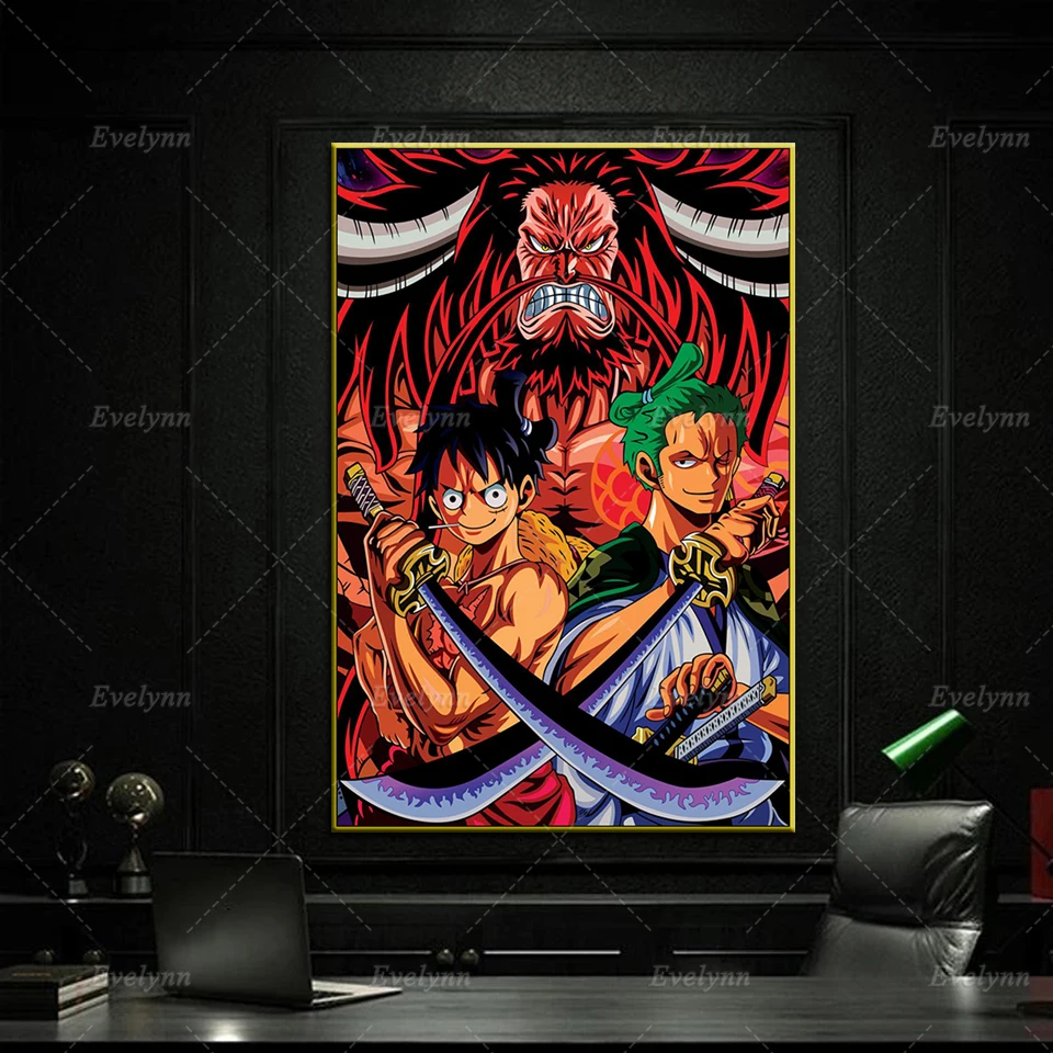 

One Piece Kaido Luffy Zoro Anime Canvas Posters Modern Living Room Wall Art Prints Picture Home Bedroom Kid Room Decor Painting