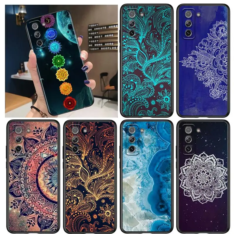 Мандала чакра Йога для Samsung Galaxy S21 Ultra Plus Note 20 10 9 8 S10 S9 S8 S7 S6 Edge черный чехол телефона