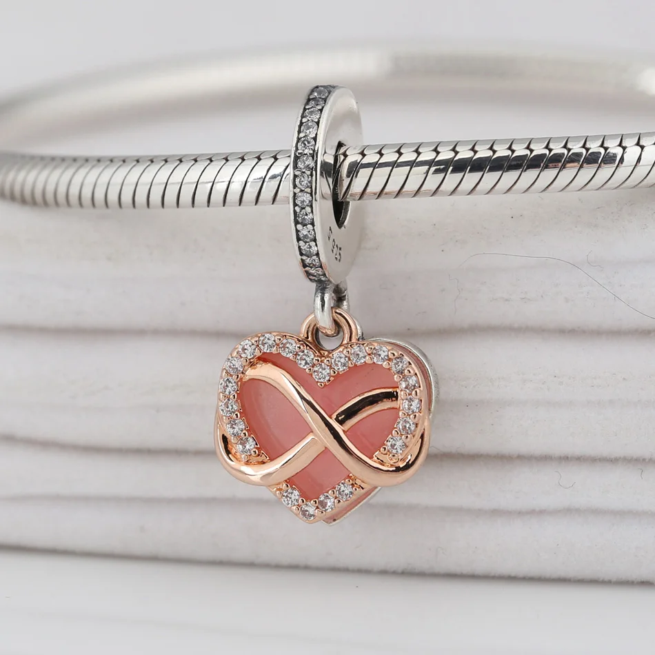 

Girls Bracelets Pendant Charm Pink Enamel Heart Family Forever Dangle Charm fit Lady Bracelet & Bangle Silver DIY Jewelry