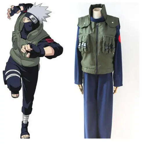 Горячая Распродажа аниме Hatake Kakashi Косплей Hokage жилет Топ Брюки парик повязка на