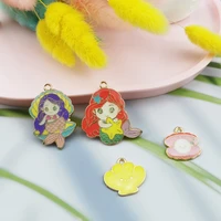10pcs shell enamel mermaid charm for jewelry making and crafting earring pendant necklace and bracelet charm