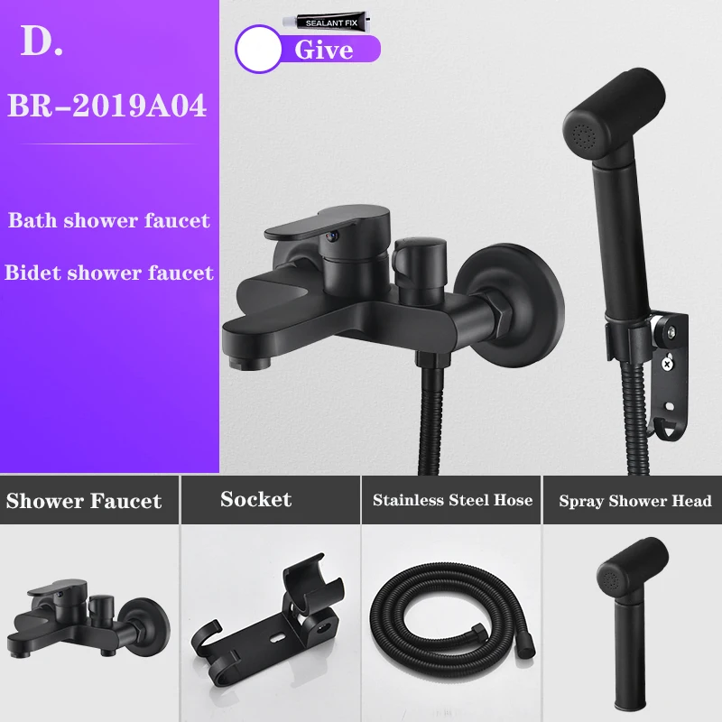 black brass bathroom shower faucet bath faucet mixer tap with hand shower head set wall mounted black shower set bathroom free global shipping