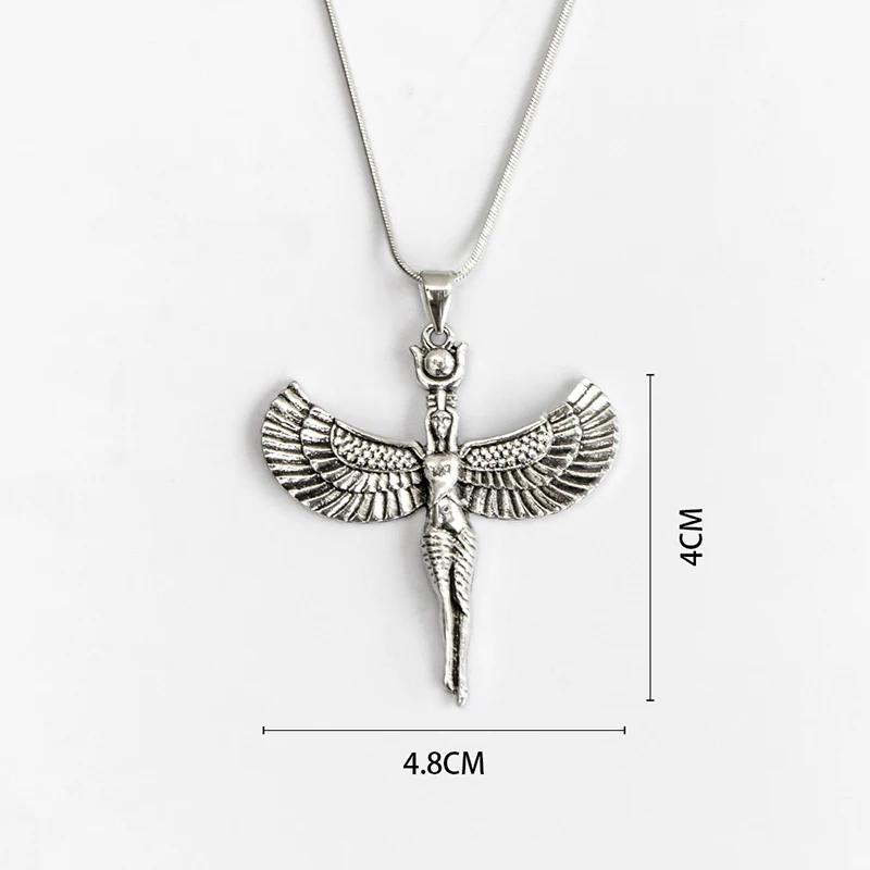 Этническое древнее египетское ожерелье богини античное серебро Цвет Крылья