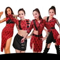 jazz dance costumes sexy red outfits pole dance wear rave clothes nightclub singer dj women hip hop stage outfit lady dqs3849