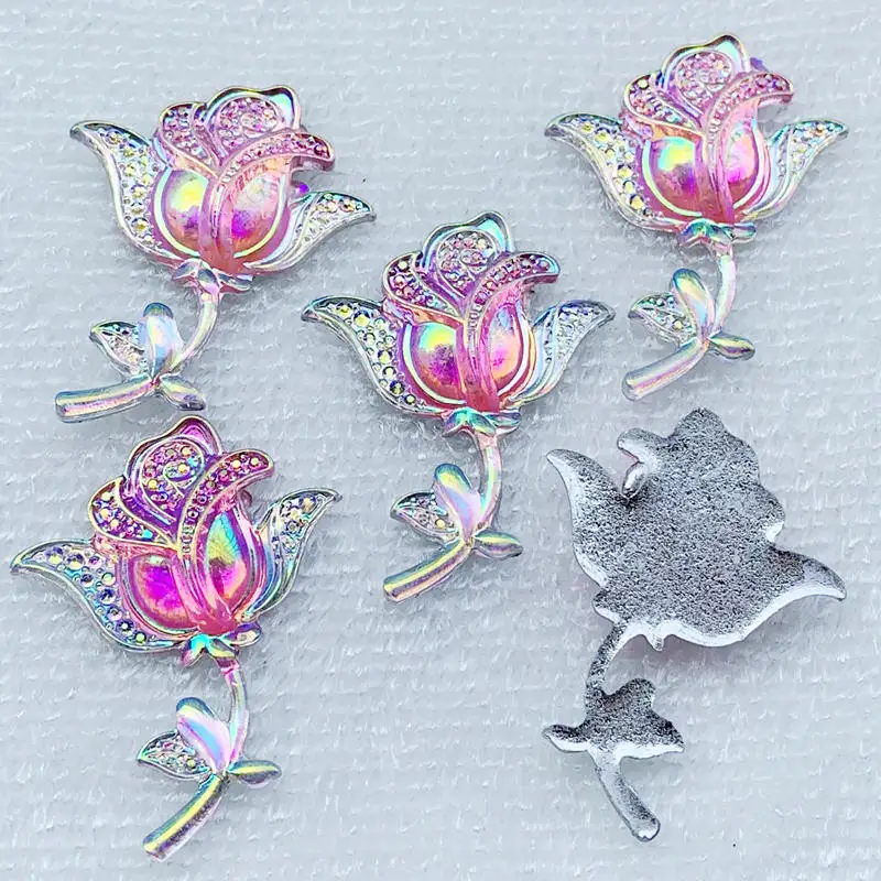 8pcs 34*45mm Flat Back Resins Cabochon Scrapbook 3D Resin Rose Flower Embellishment DIY -B744.17 | Дом и сад