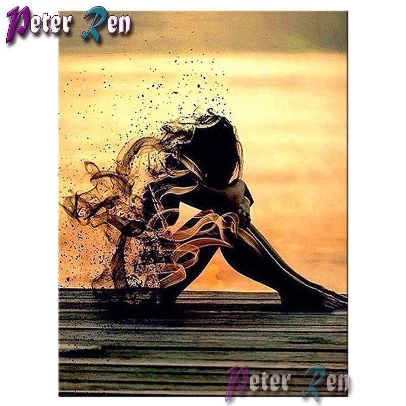 Алмазная живопись 5d Портрет женщины смотрящей вниз сделай сам