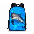 Школьные ранцы для девочек и мальчиков, дорожный рюкзак на плечо с 3D-принтом дельфина, 16 дюймов