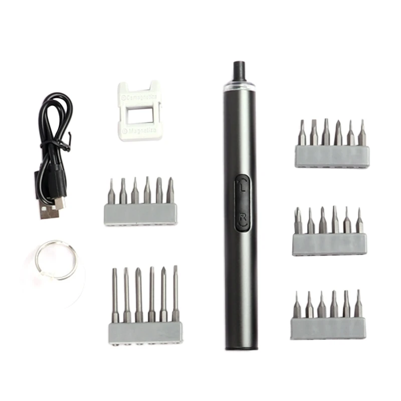 

Mini Electric Screwdriver USB Charging Portable Screw Driver Cordless Power Drill Magnetic Repair Tool Set