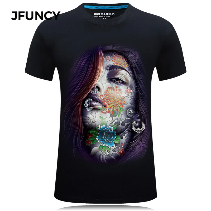 JFUNCY Men 3D T-shirt Summer Casual Harajuku Fashion Print Man Tee Shirts Short Sleeve Male Tops Plus Size Hip-hop Tshirt