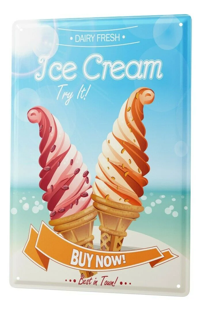 

Details about art decor Tin Sign Food Restaurant Ice Cream