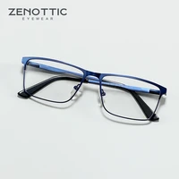 zenottic titanium alloy optical glasses frame men anti blue light lens business style square eye myopia prescription eyeglasses