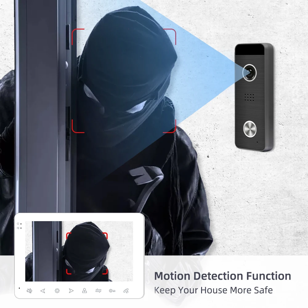 7-дюймовый видеодомофон для дома 4-проводная вилла с дверным звонком 1200TVL