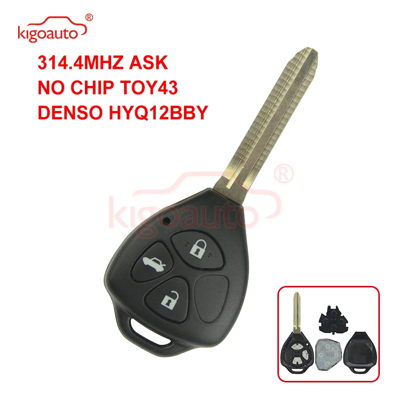 Kigoauto DENSO HYQ12BBY дистанционный ключ TOY43 3 кнопки для Toyota Camry Corolla Автомобильный 2006 2007