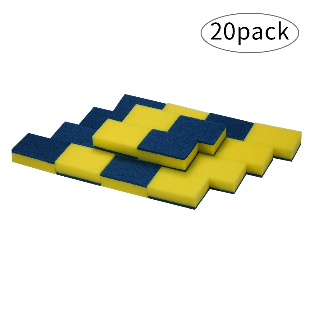 

20pcs Double-faced Sponge Scouring Pads For Kitchen Bathroom Dish Washing Scrub Sponge Stains Removing Cleaning Scrubber Brush
