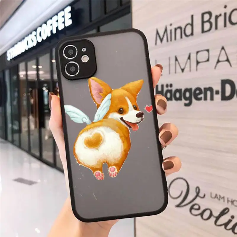 

Cute Corgi Butt Animal Puppy Phone Cases Matte Transparent for iPhone 7 8 11 12 s mini pro X XS XR MAX Plus cover funda