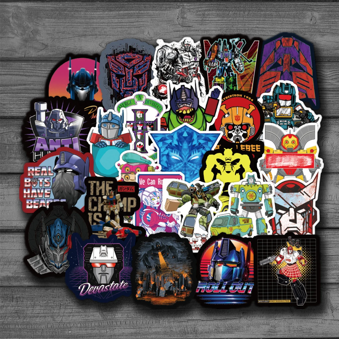 

50Pcs Classic Anime Optimus Prime Transformers Sticker for Trolley Case Skateboard Phone Doodle Personality Waterproof Sticker