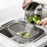 stainless steel strainer mesh micro perforated colander draining washing rinsing for fruits vegetables retractable dishes washer