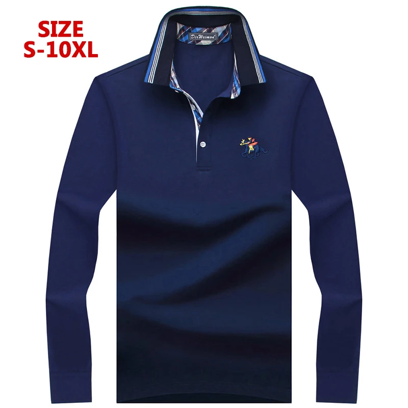 

2022 New Classic Mens Polo Shirts Long Sleeve Spring Men's Shirt Brands Camisa Polo Masculina Plus Size 6XL 7XL 8XL 9XL 10XL