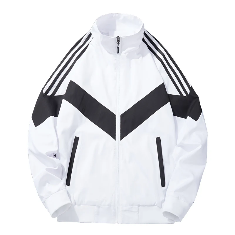 

Men Jacket Spring Fashion Loose Coats Male Casual Striped Outdoor Sports Jacket Mens Windbreaker Jackets