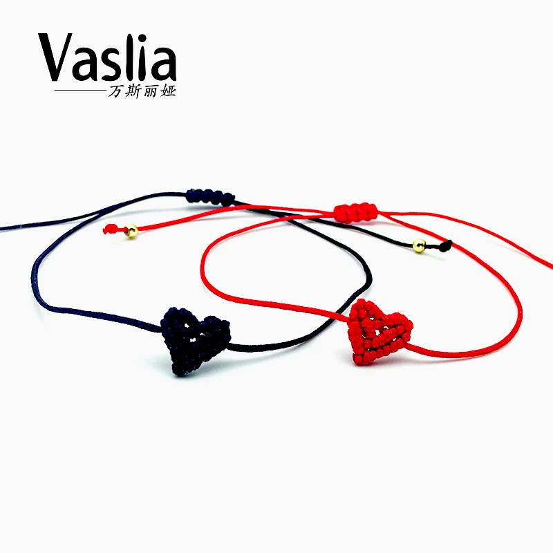 Браслет VASLIA персиковый в форме сердца красный веревочный браслет ручной работы