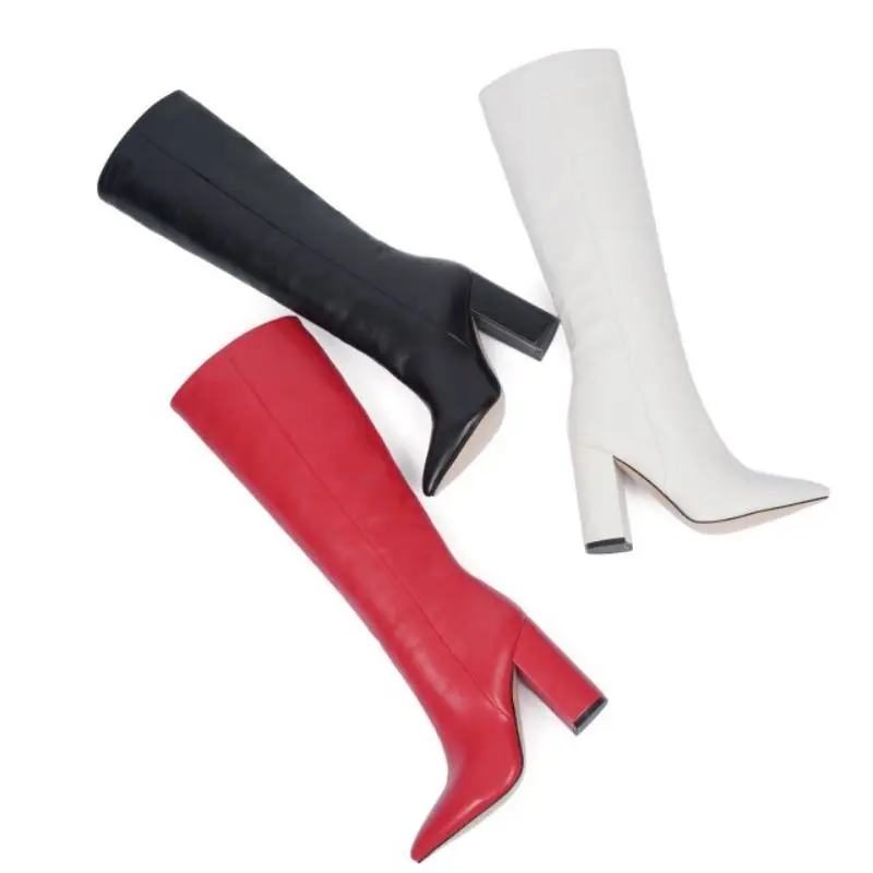 

KemeKiss New Women High Heel Boots Fashion Winter Shoes Woman Warm Knee High Boots Office Woman Long Botas Footwear Size 34-43