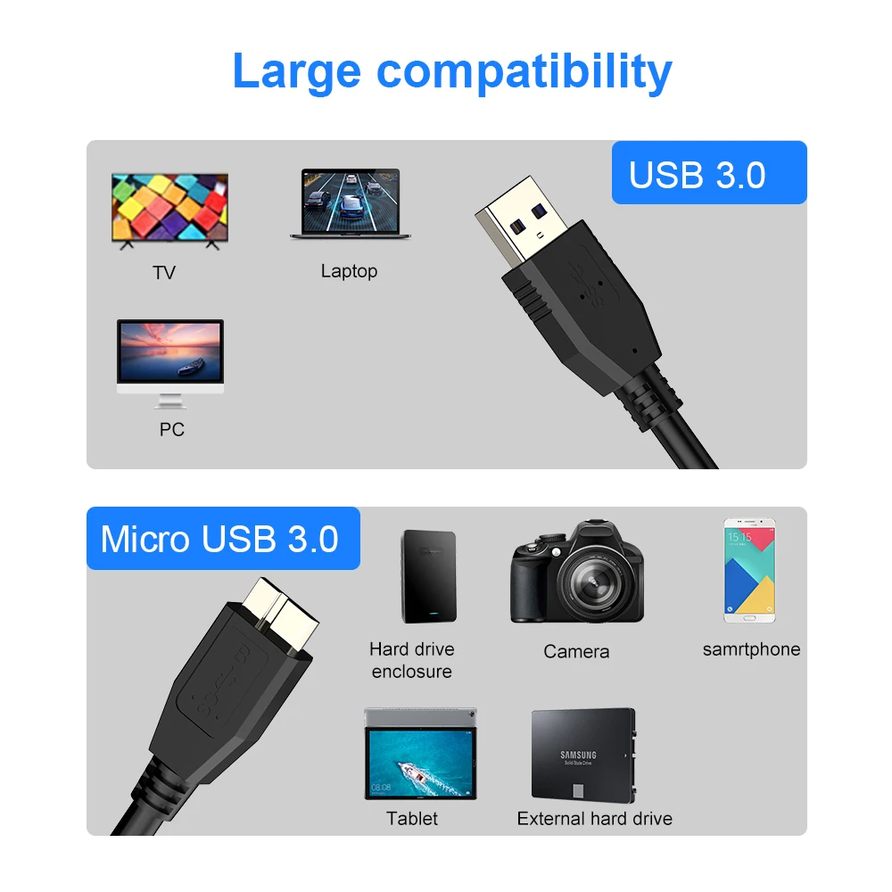 Кабель USB Micro B Type-A к 3 0 кабельный разъем 5 Гбит/с внешний кабель для жесткого диска