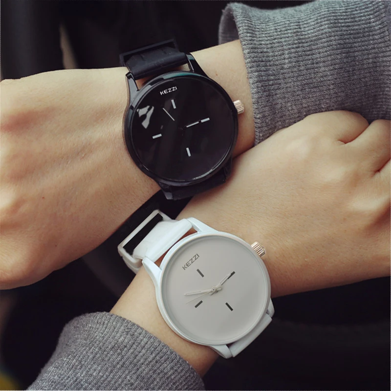 

Kezzi Brand Classic Black White Silicone Watches Women Big Dial Sport Quartz Watch Ladies Unisex Watch Clock Relojer Feminino