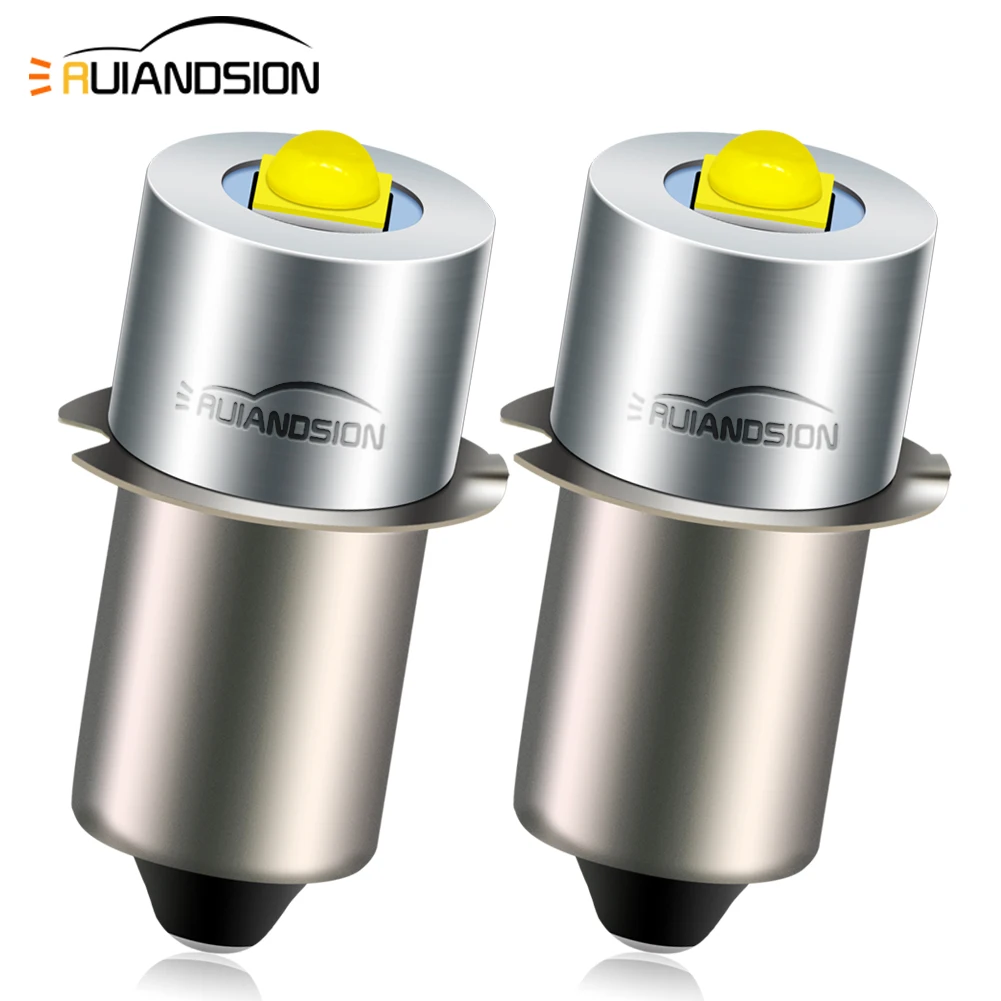 

RUIANDSION 2Pcs E10 Screw P13.5S PR2 Maglite Flashlight LED Bulb No Polar 6V-24V 9V 12V 18V 13.5V 4D 5D 6D 9D 4-9C/D Cells 6000K