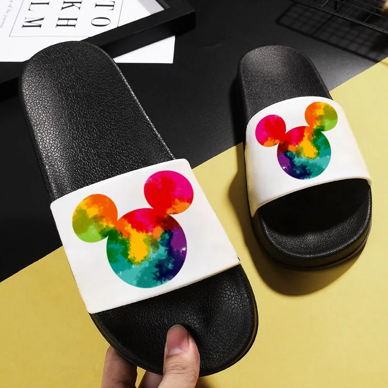 

Шлепанцы женские с изображением мыши, пляжные тапочки с мультяшным шлепанцы для дома помещений, женские сланцы, Sandalias Mujer