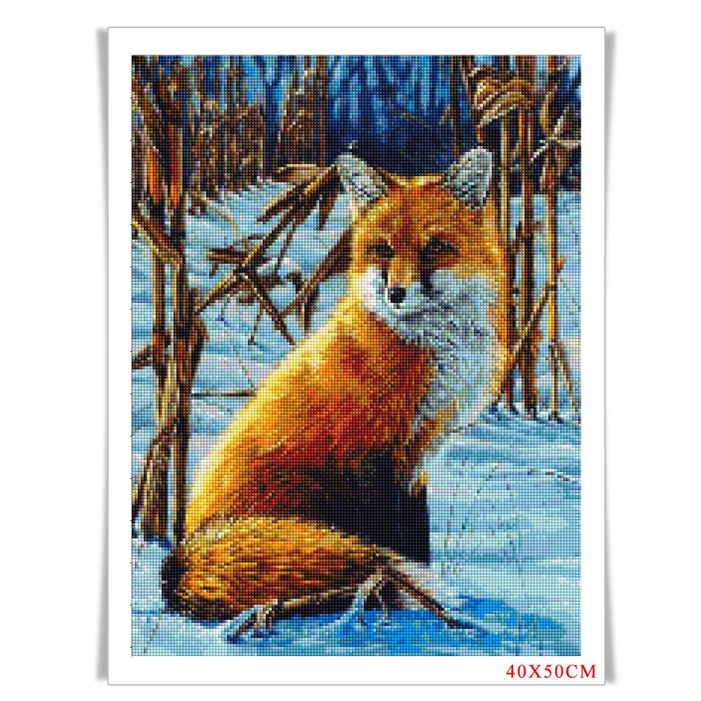 AZQSD Бриллиантовая мозаичная фигурка животного лиса крестиком домашний декор