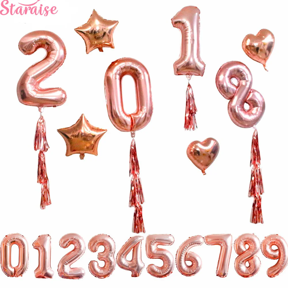 

Воздушный шар Staraise, 40 дюймов, с цифрами, цвета розового золота