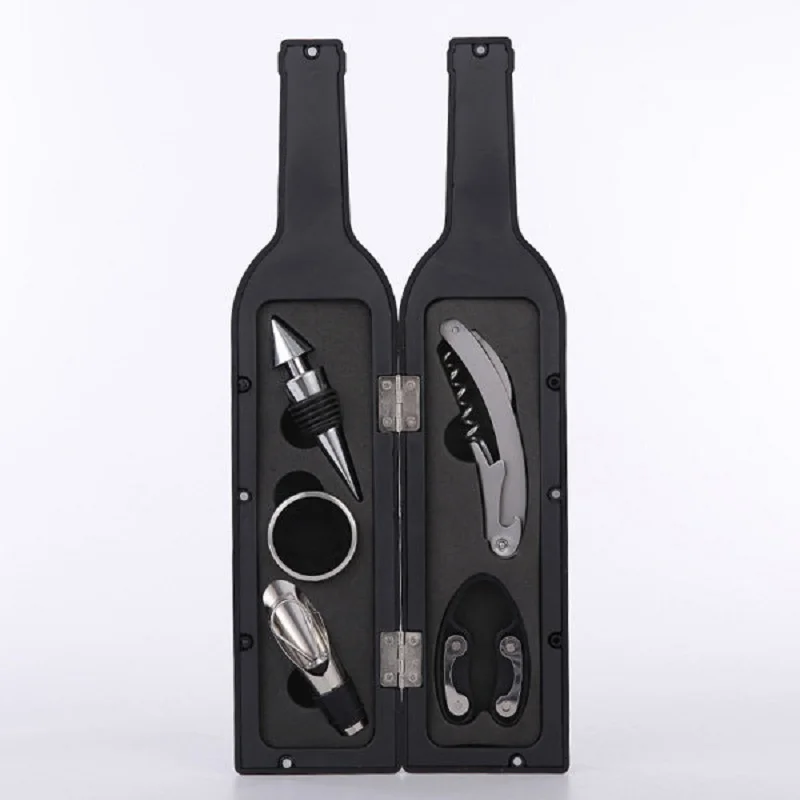 

5Pcs Wine Bottle Opener Wine Bottle Shape Opener Pourer Corkscrew Foil Cutter Tools Set